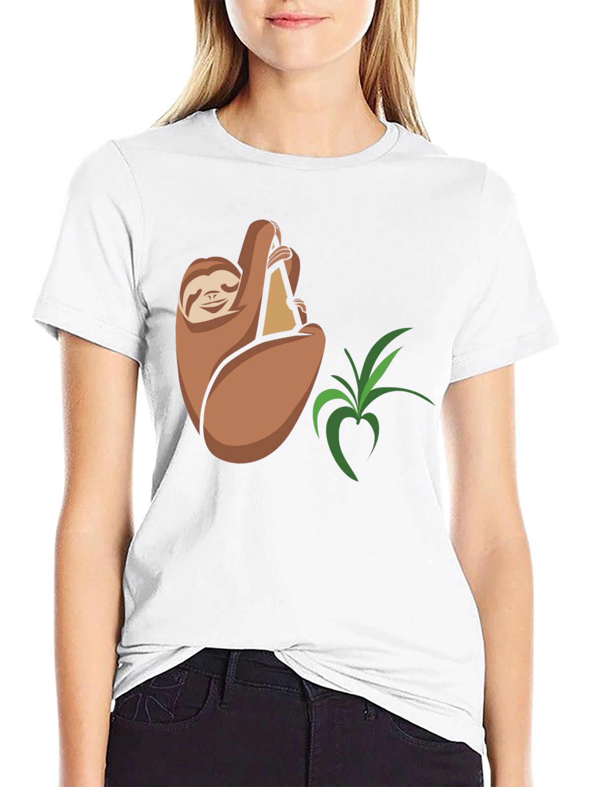 Sloth Snack Black T-Shirt