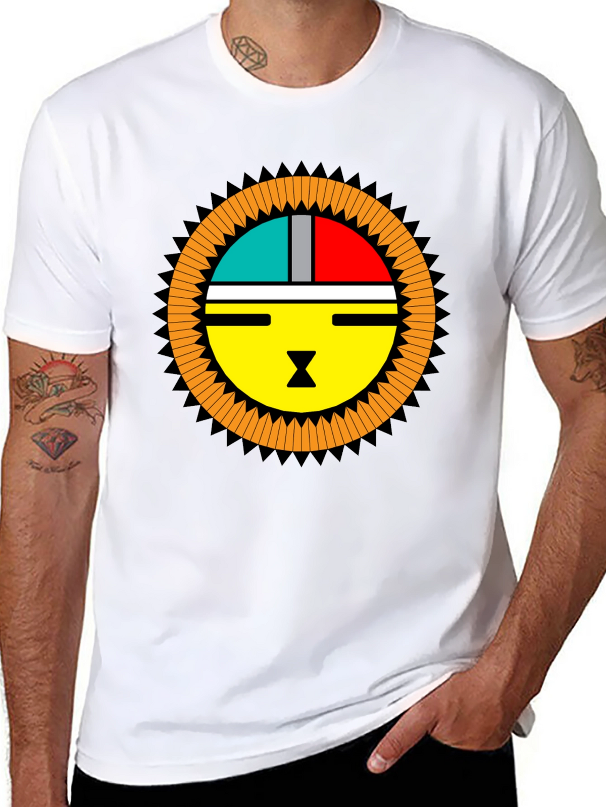 Graphic Tee - Modern Sun Design Black T-Shirt