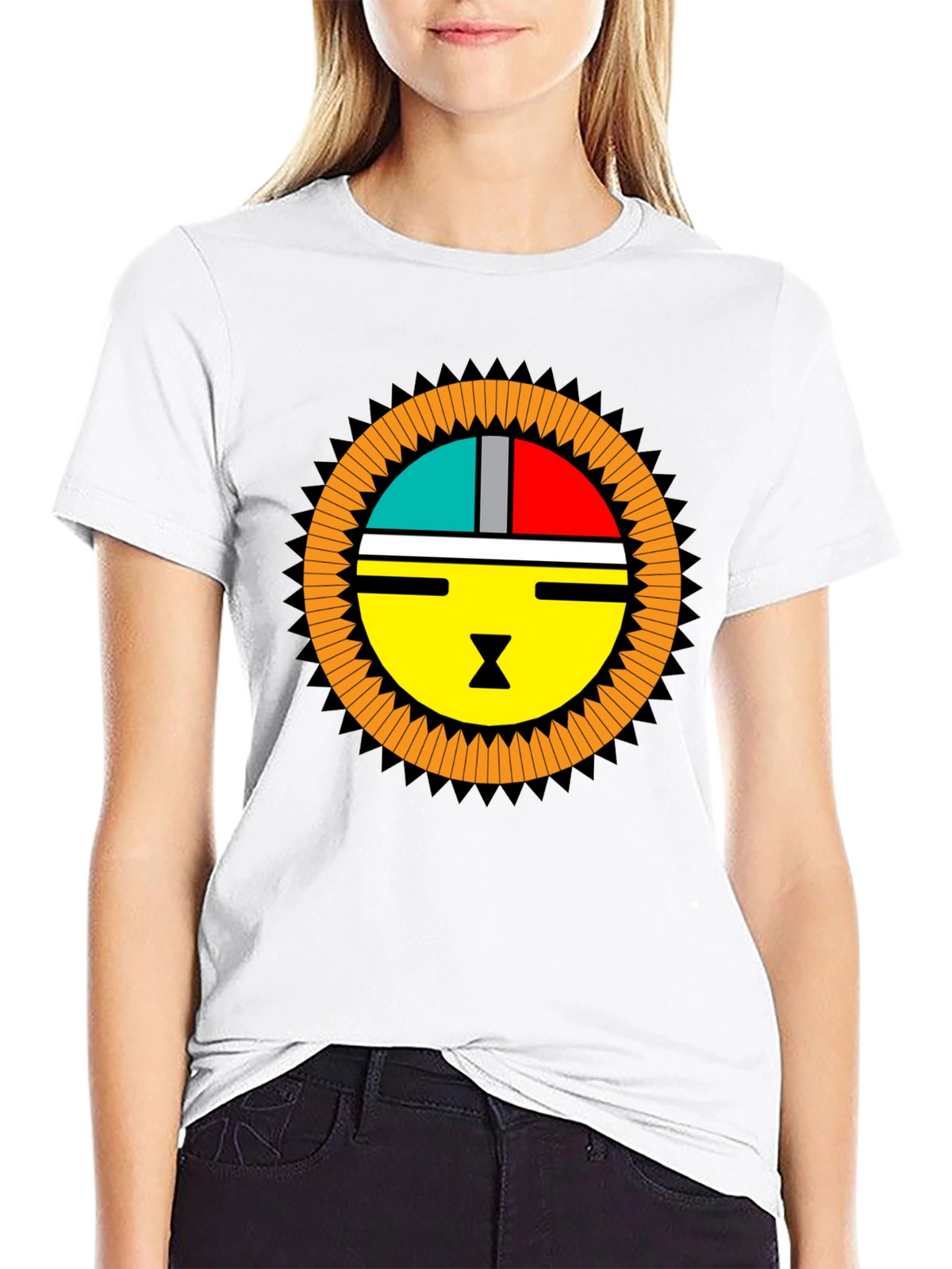 Graphic Tee - Modern Sun Design Black T-Shirt