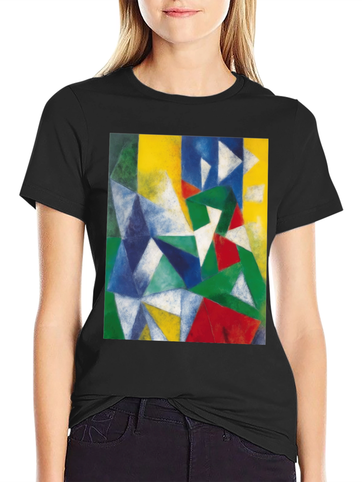 Geometric Art Print Black T-Shirt