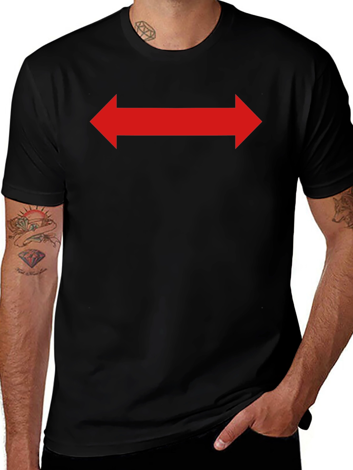 Red Arrow Graphic Tee - Black Cotton Shirt