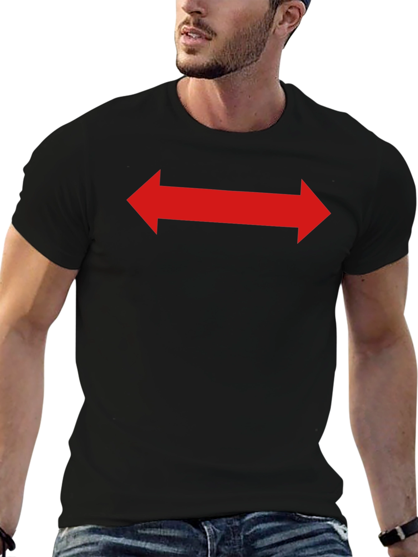 Red Arrow Graphic Tee - Black Cotton Shirt
