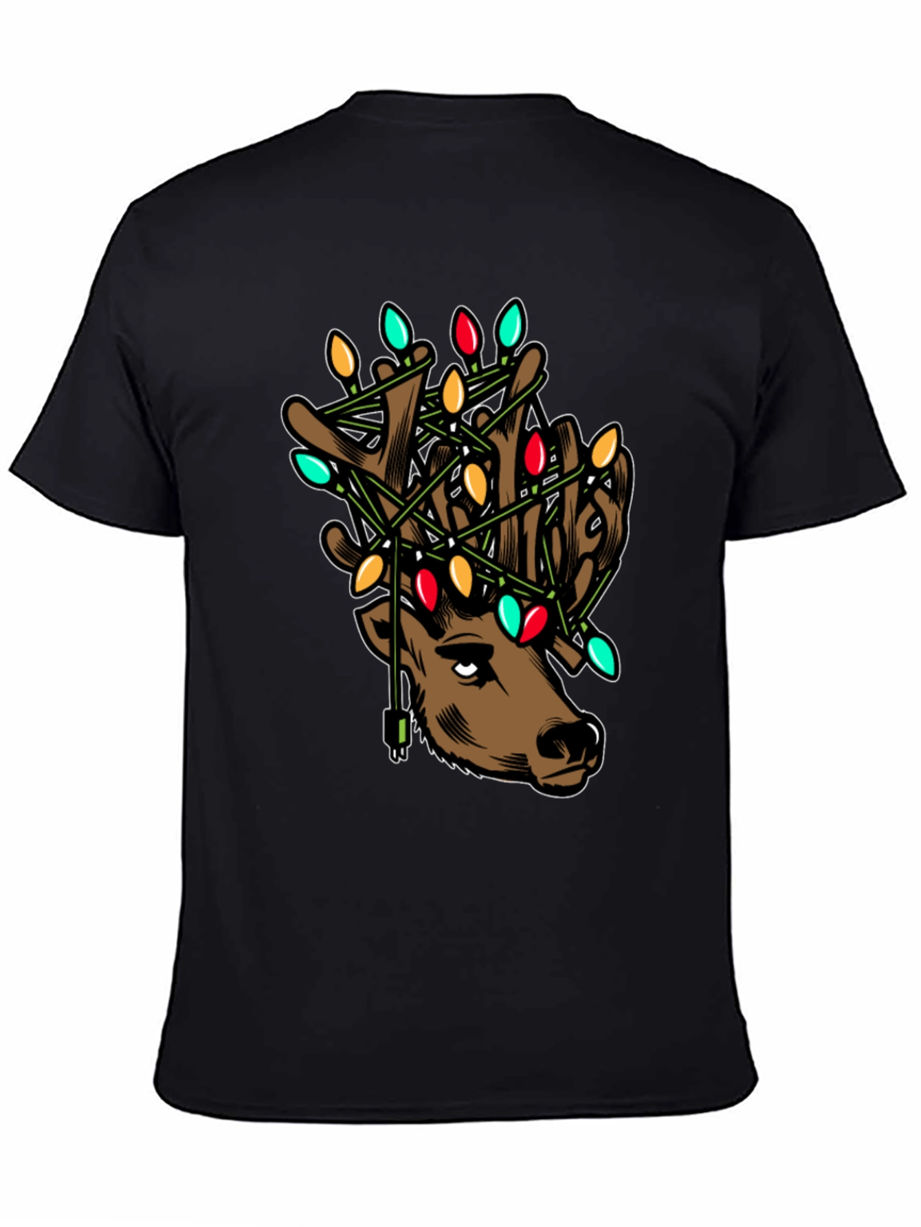 Reindeer Christmas Lights Graphic T-Shirt