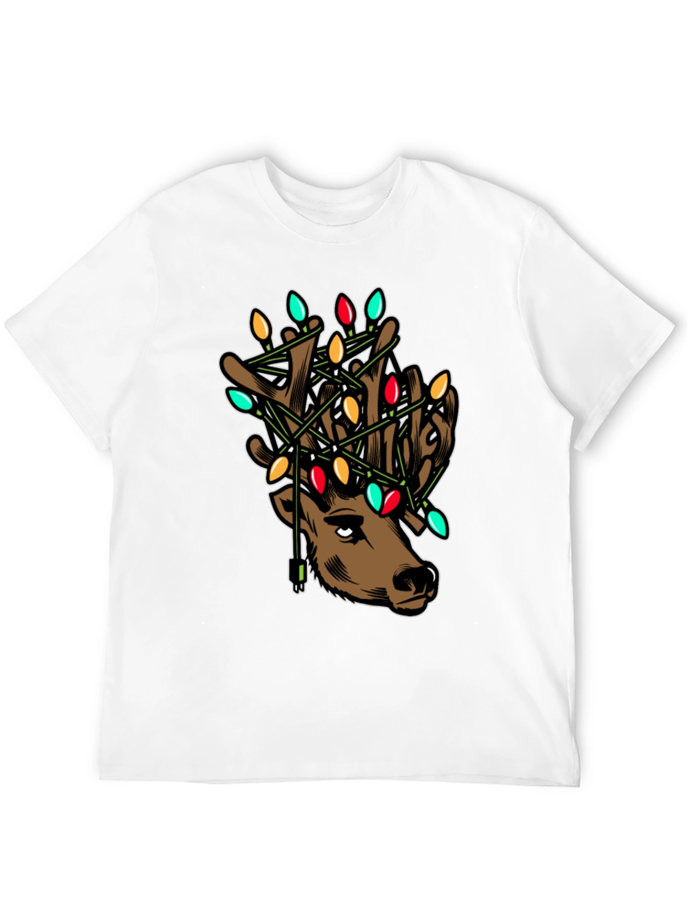 Reindeer Christmas Lights Graphic T-Shirt
