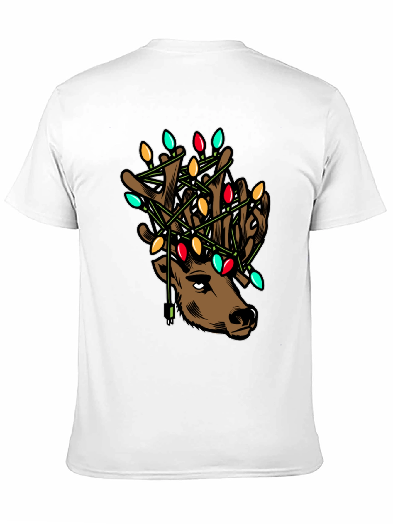 Reindeer Christmas Lights Graphic T-Shirt