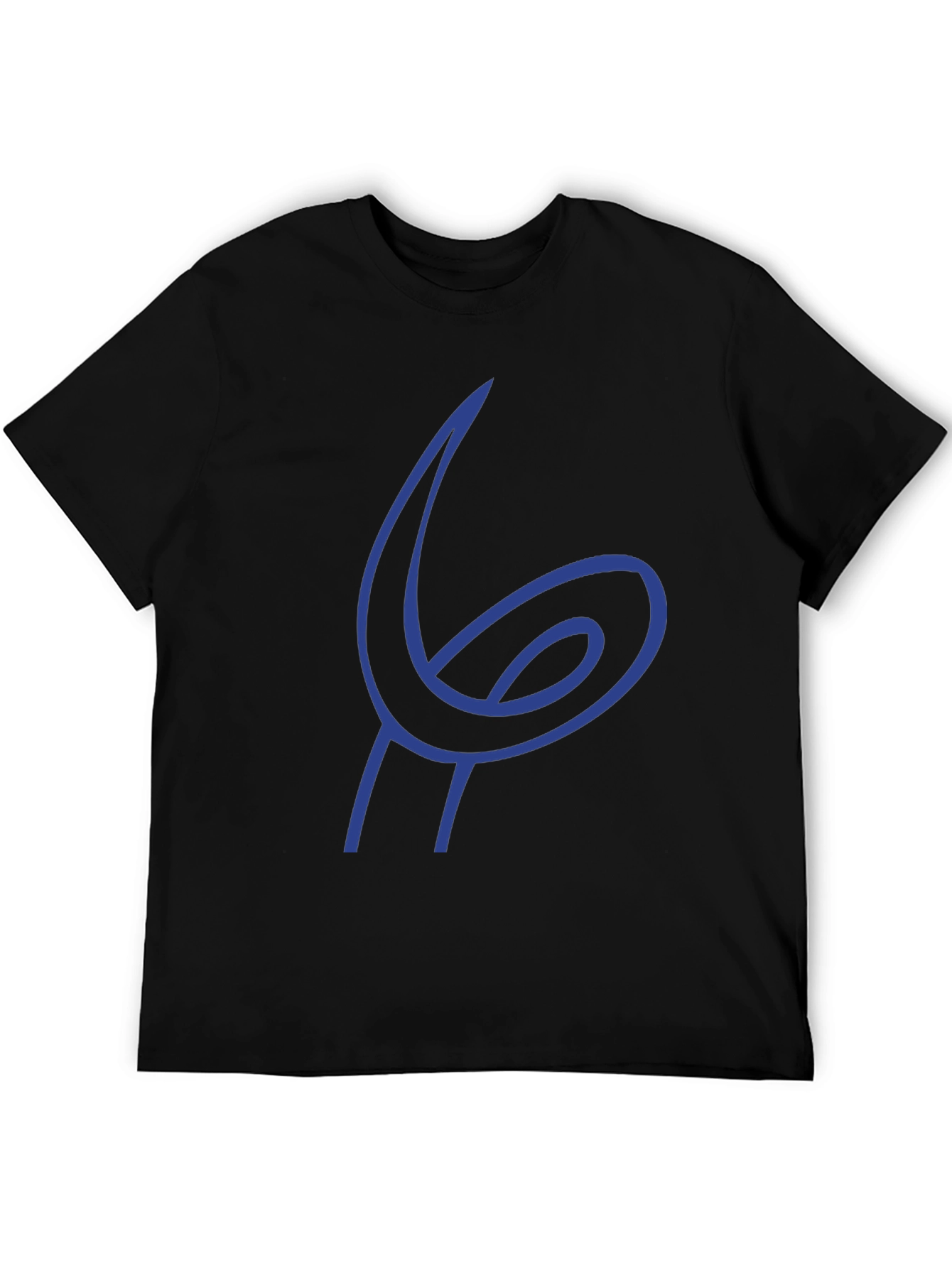 Blue Abstract Design Black T-Shirt