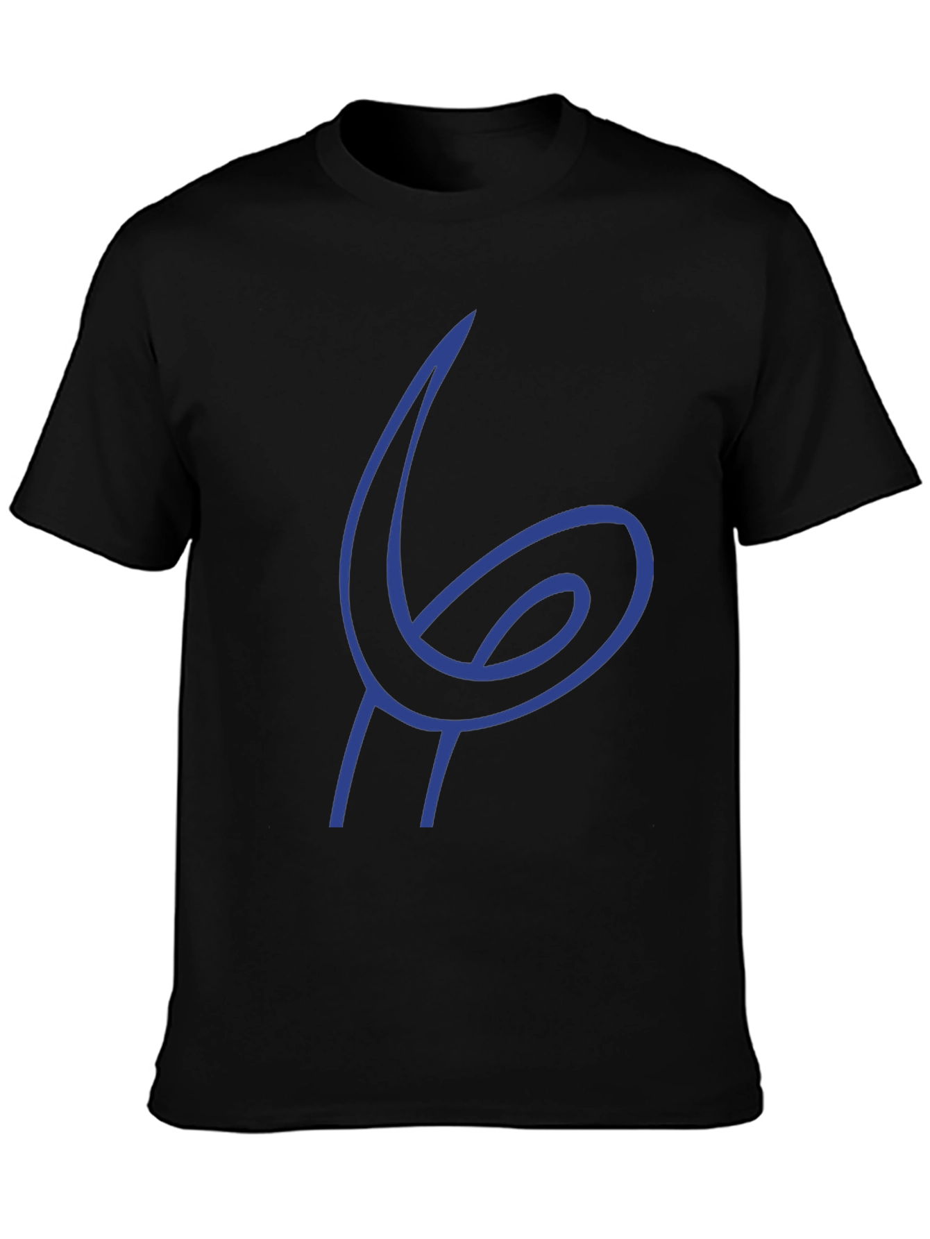 Blue Abstract Design Black T-Shirt
