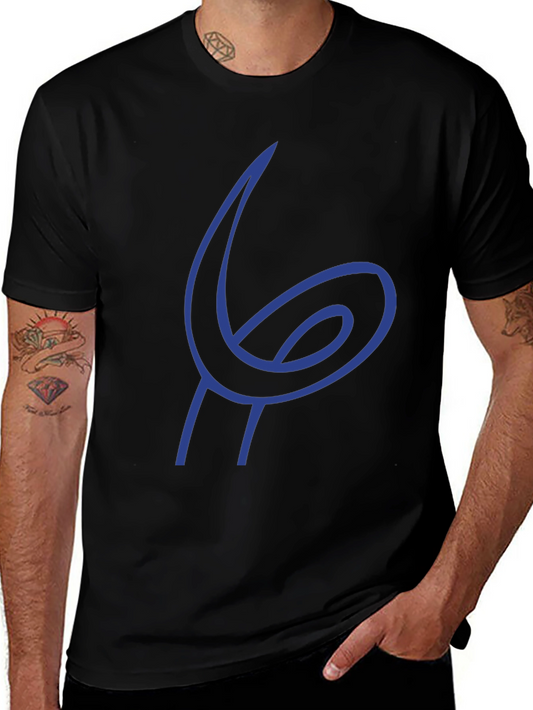 Blue Abstract Design Black T-Shirt