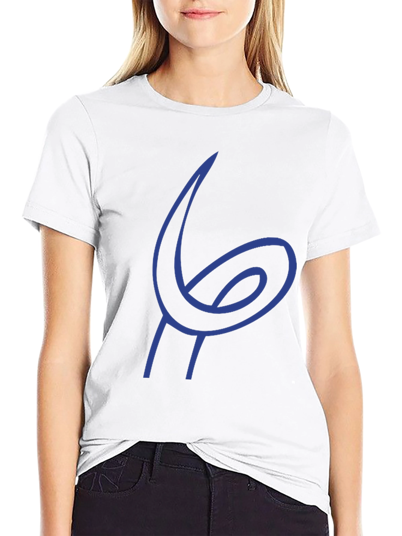 Blue Abstract Design Black T-Shirt