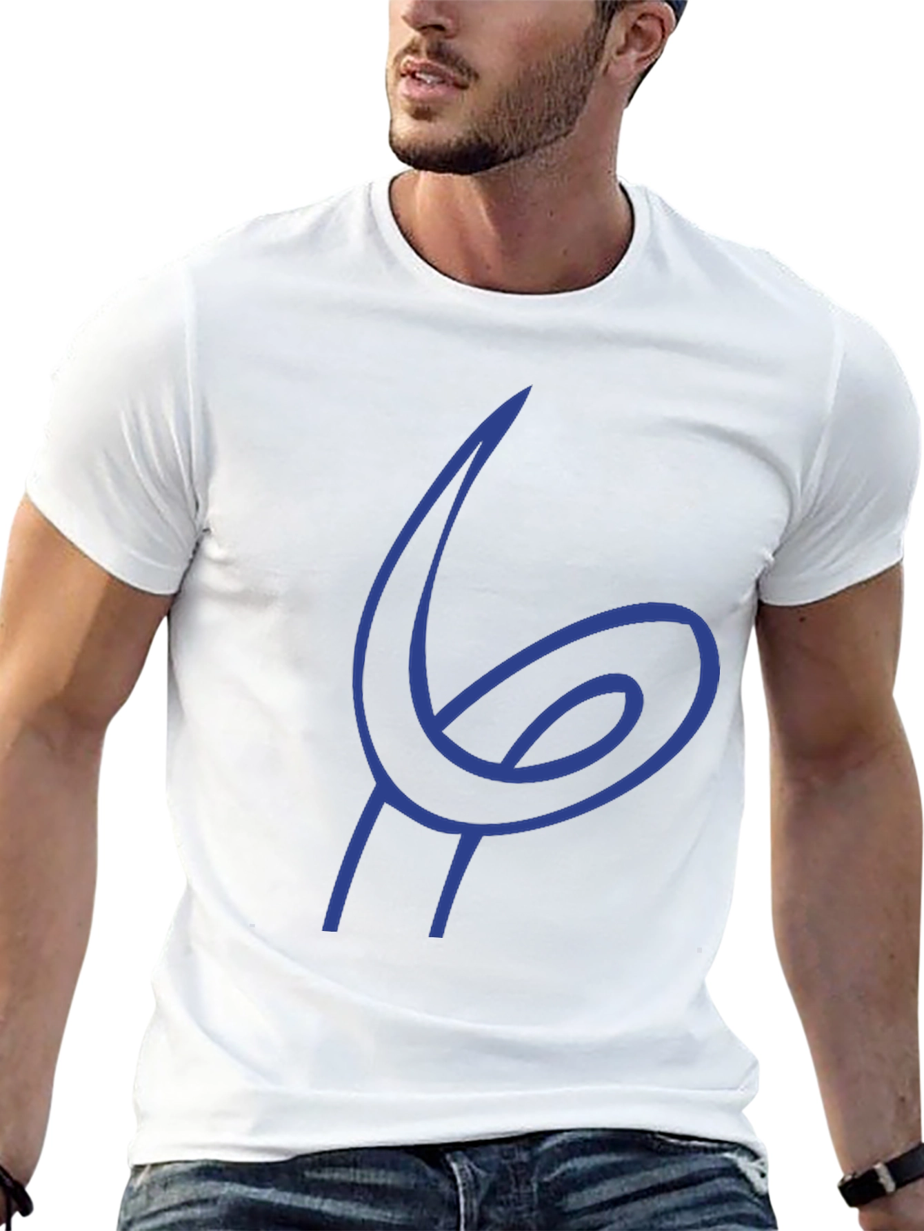 Blue Abstract Design Black T-Shirt