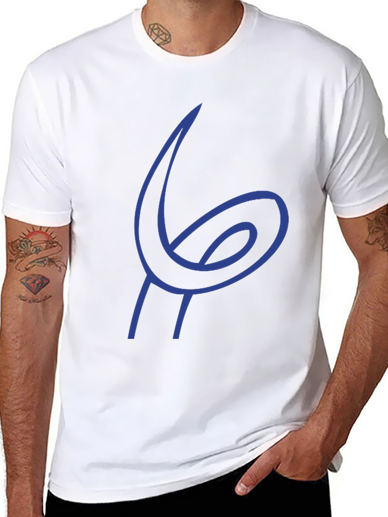 Blue Abstract Design Black T-Shirt