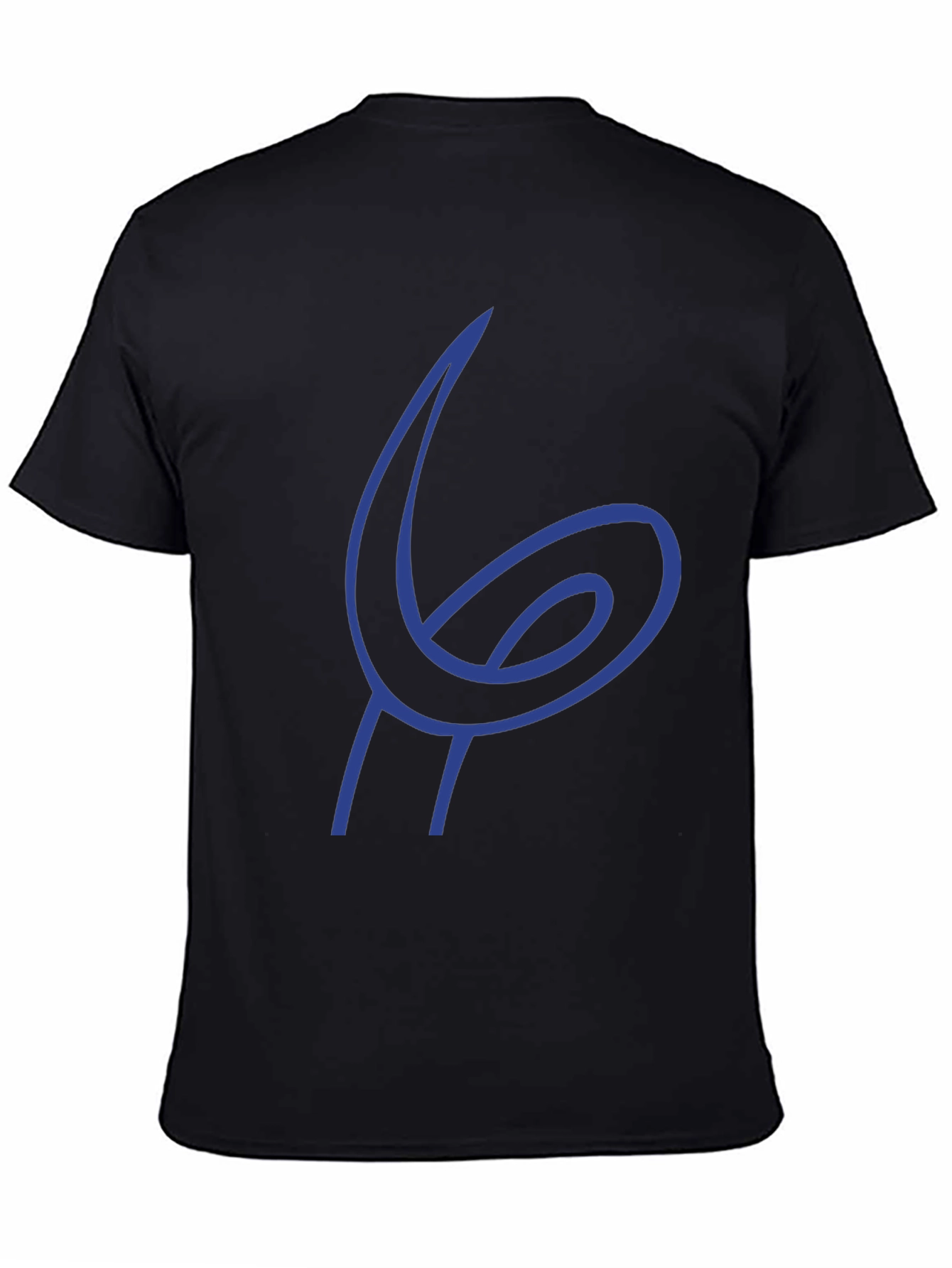 Blue Abstract Design Black T-Shirt