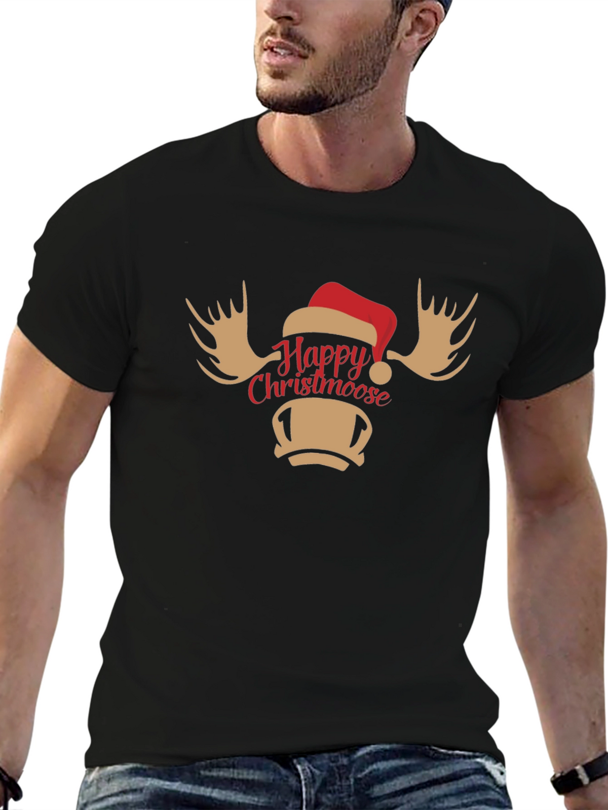 Happy Christmoose T-Shirt - Holiday Moose Tee