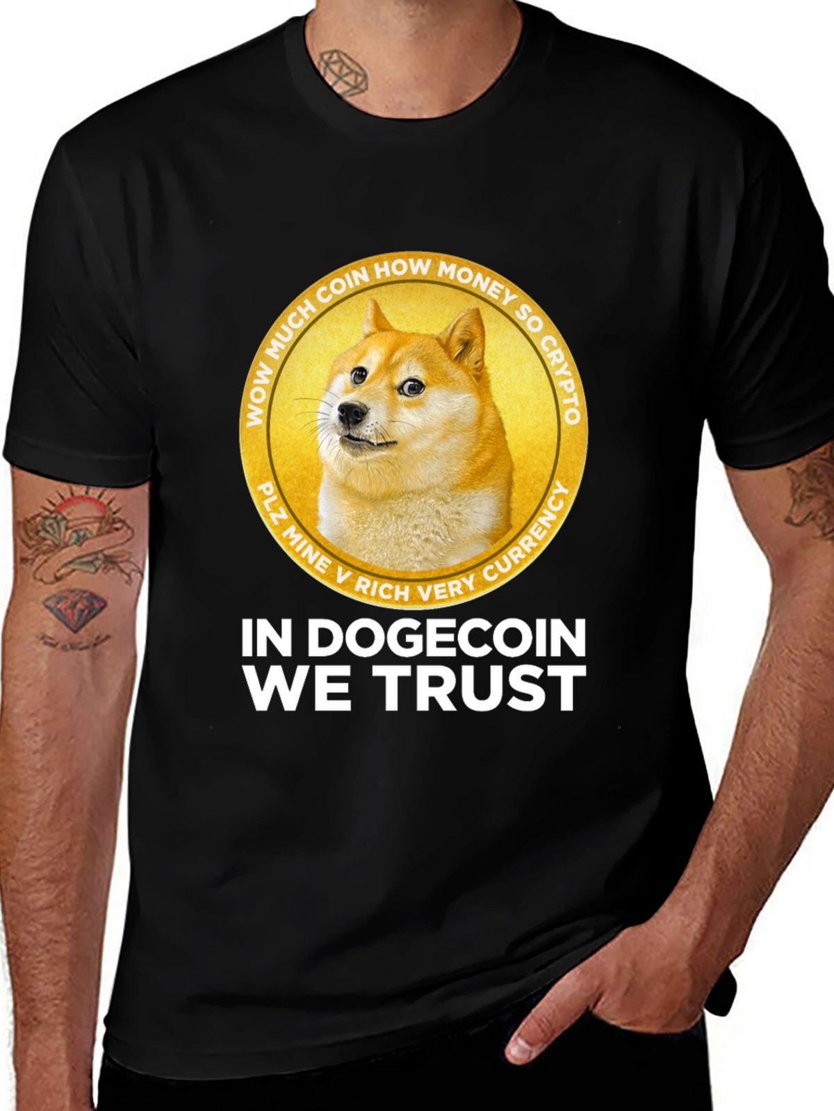 In Dogecoin We Trust Black Graphic Tee