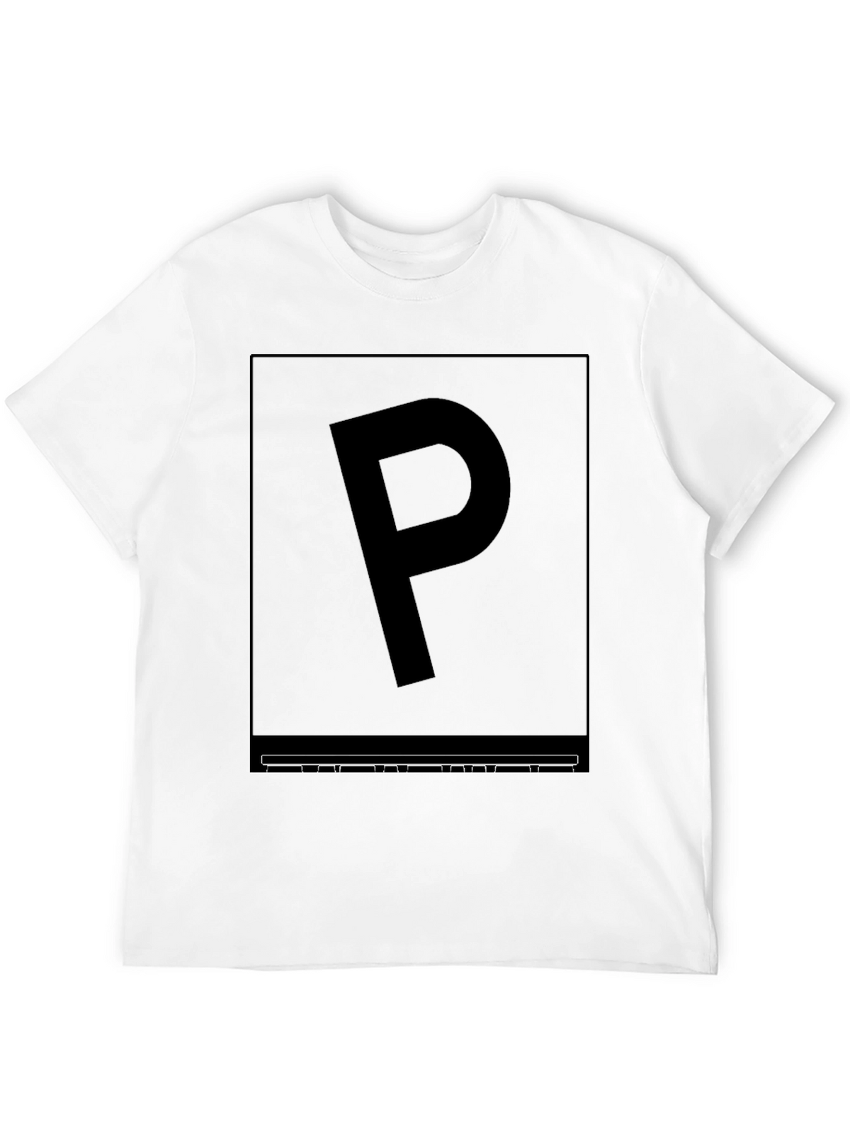 Minimalist P Letter Graphic Print Black T-Shirt