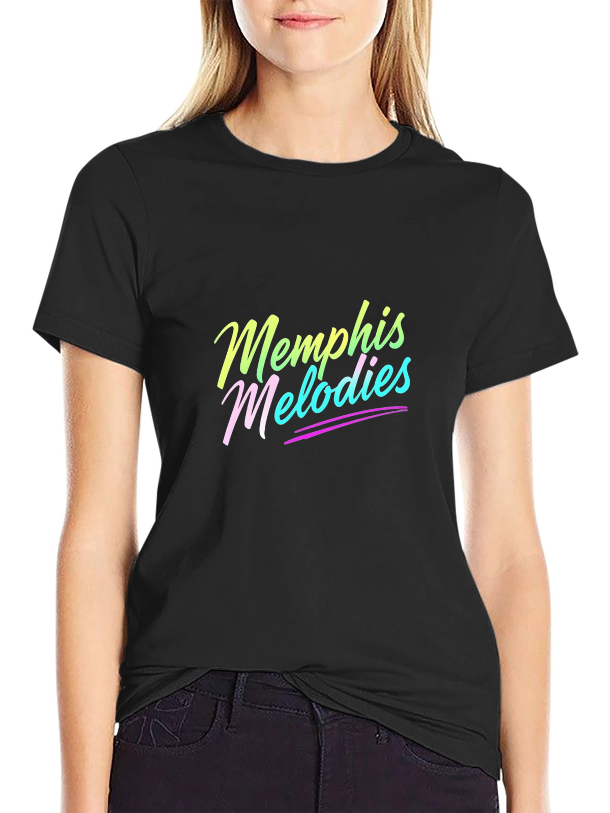 Memphis Melodies Black Cotton Graphic Tee