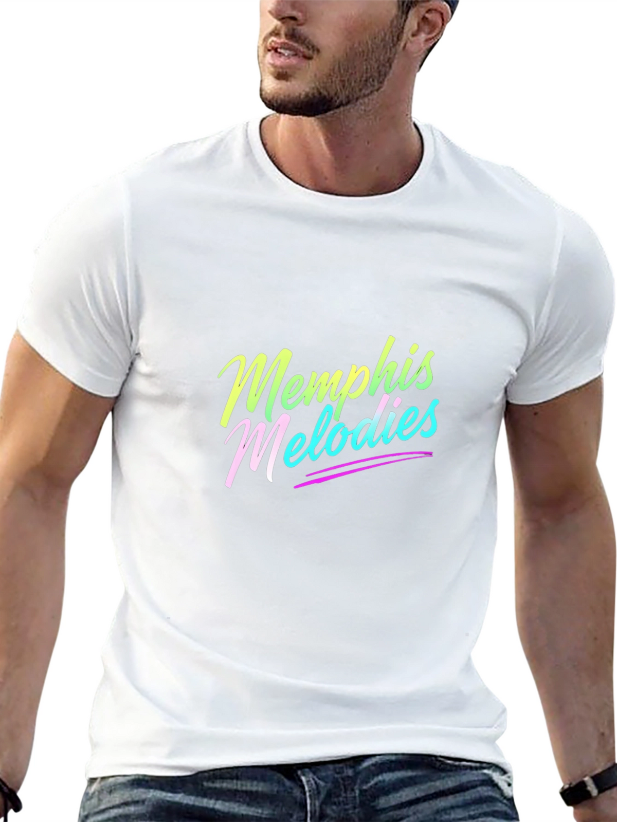 Memphis Melodies Black Cotton Graphic Tee