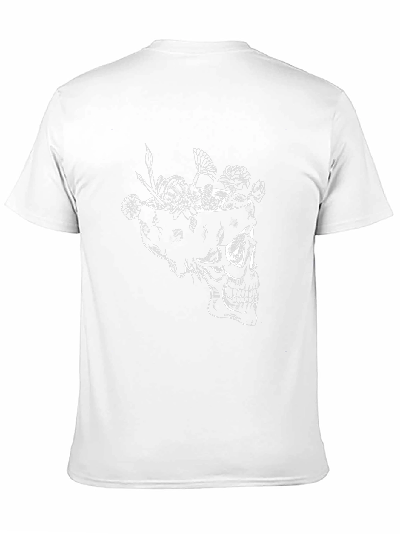 Skull & Flowers Graphic Tee - Black