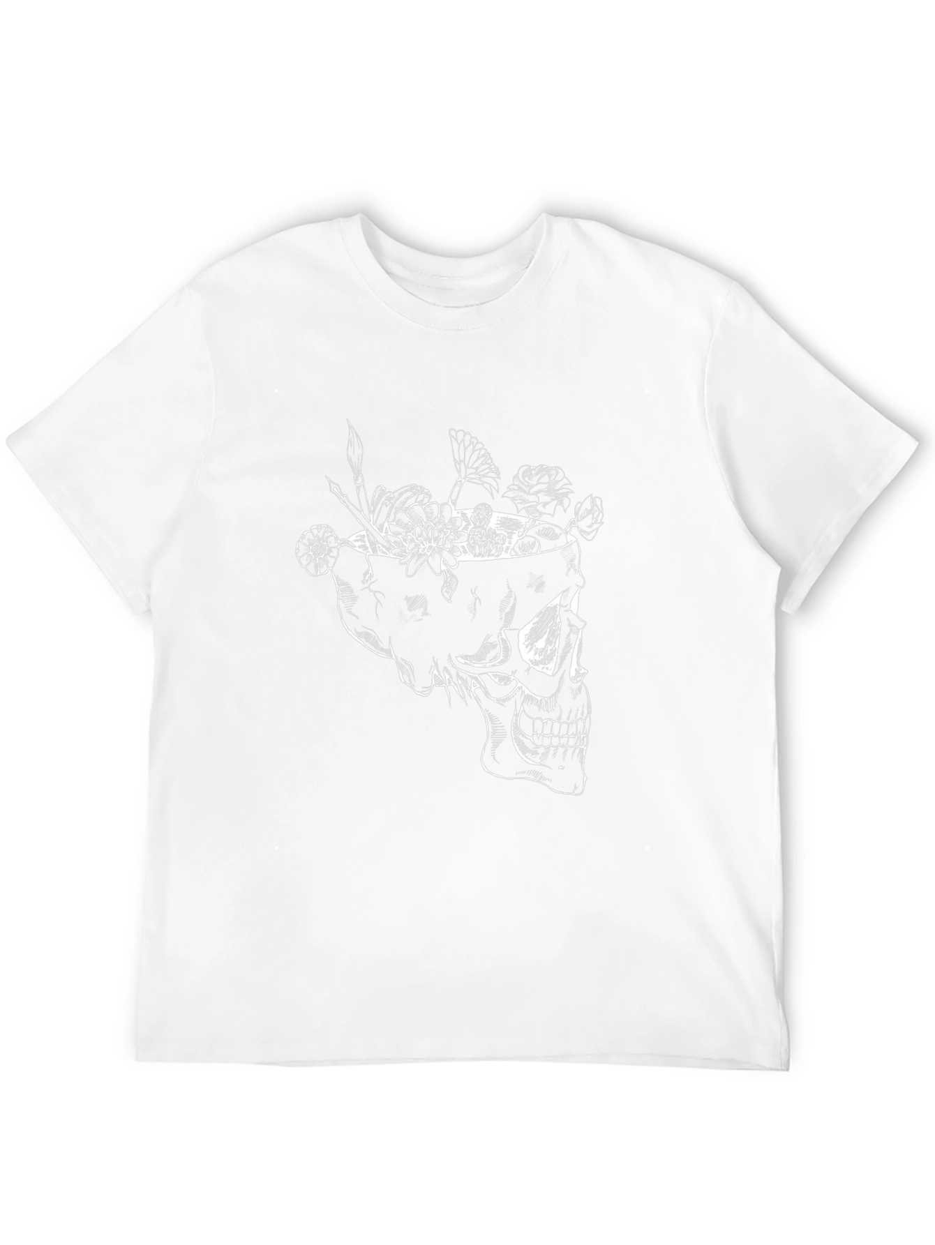 Skull & Flowers Graphic Tee - Black