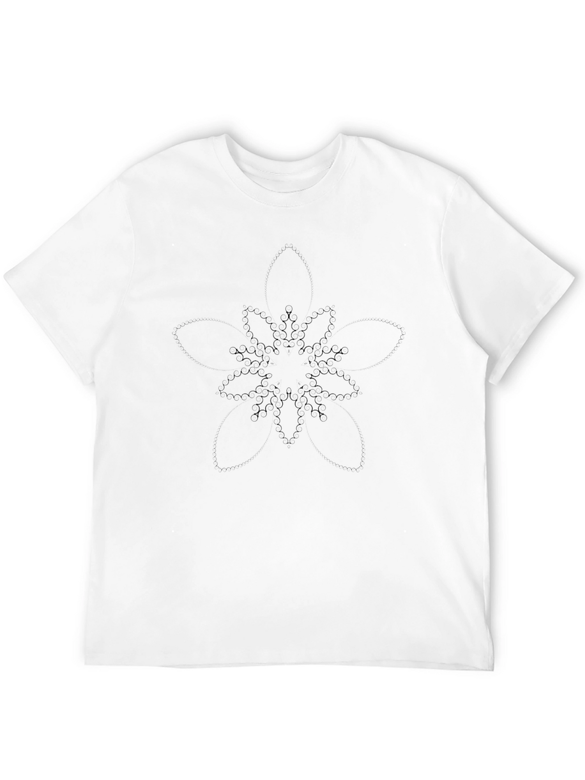 Mens Black Graphic Tee - Subtle Floral Pattern