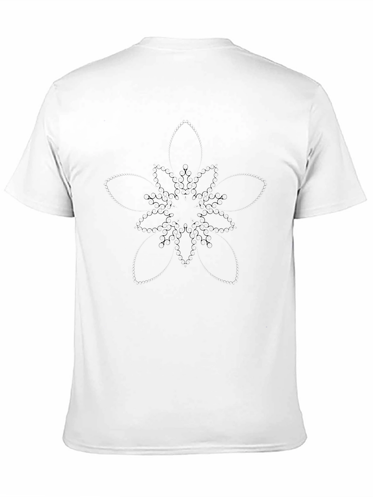 Mens Black Graphic Tee - Subtle Floral Pattern