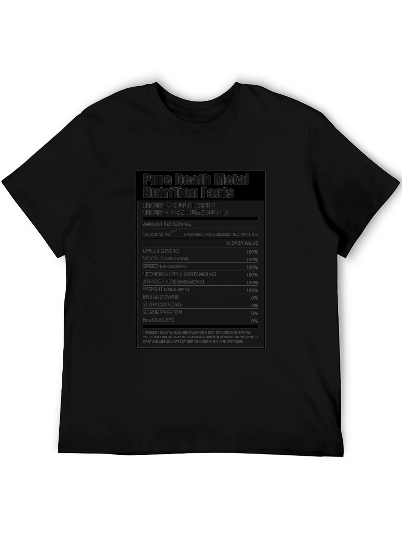 Pure Death Metal Nutrition Facts T-Shirt