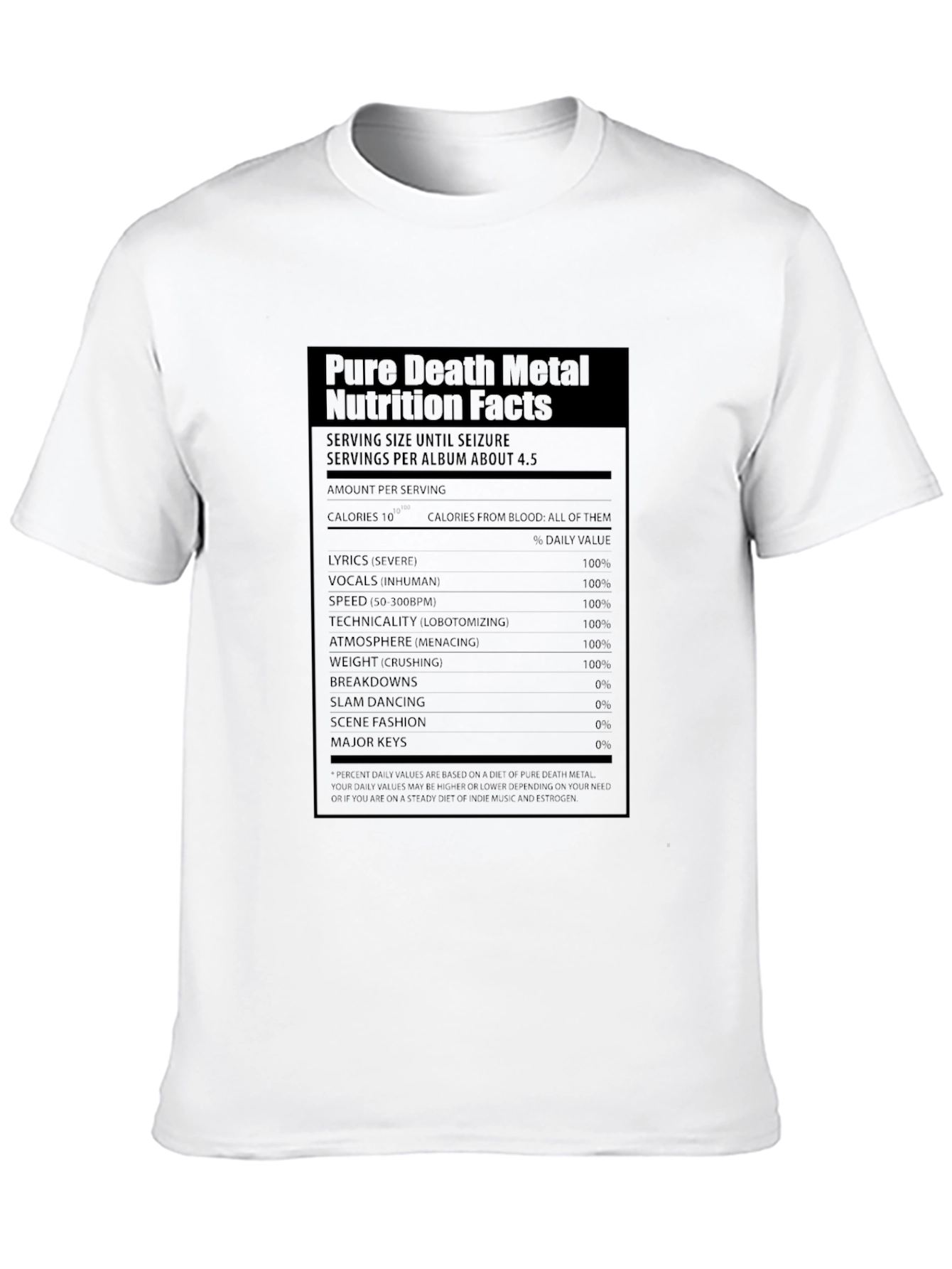 Pure Death Metal Nutrition Facts T-Shirt