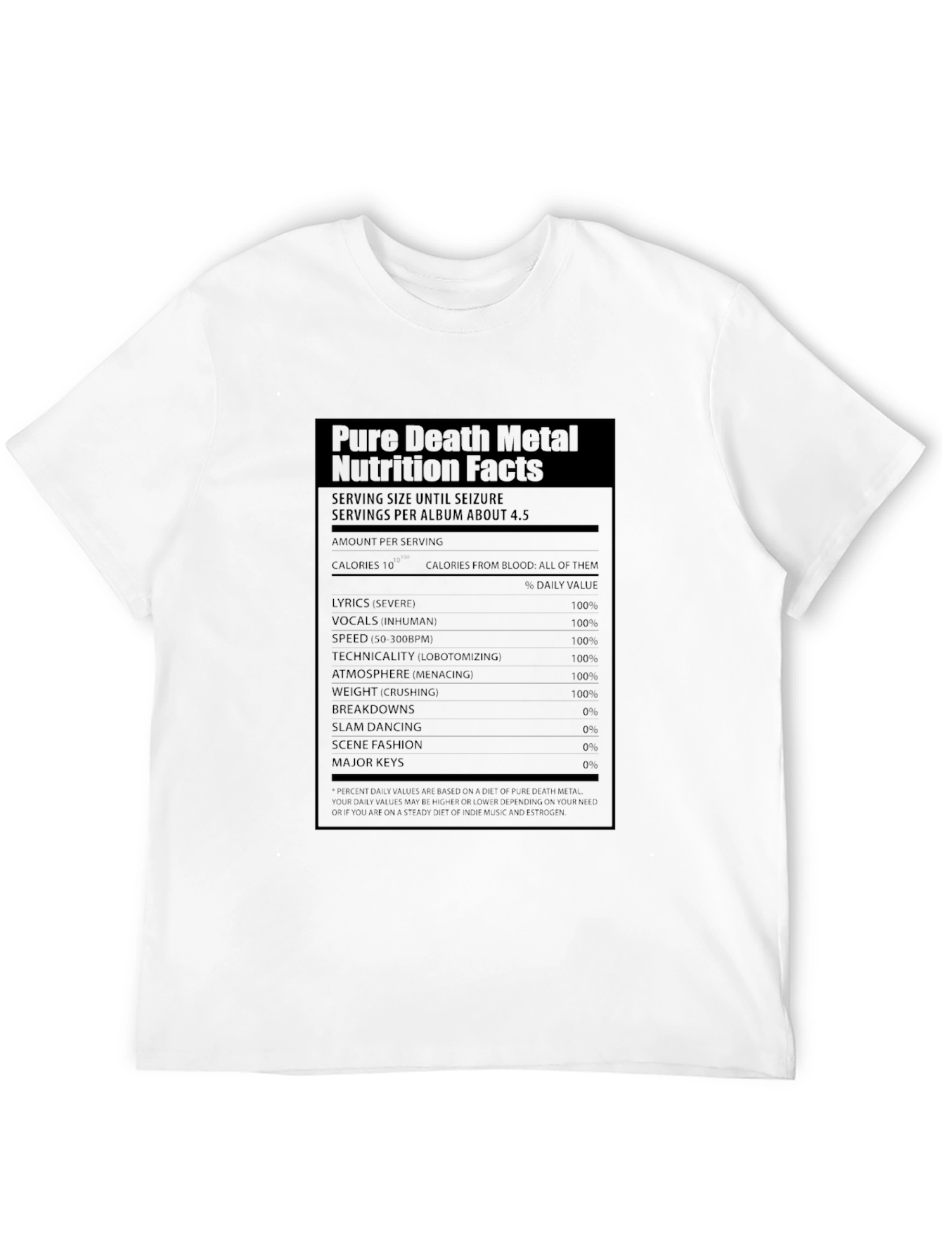 Pure Death Metal Nutrition Facts T-Shirt