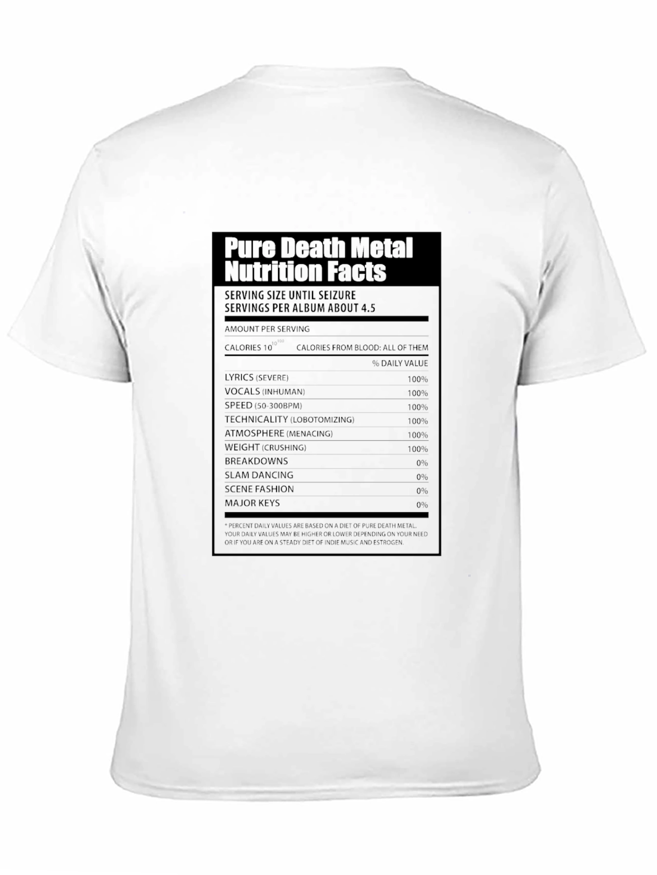 Pure Death Metal Nutrition Facts T-Shirt