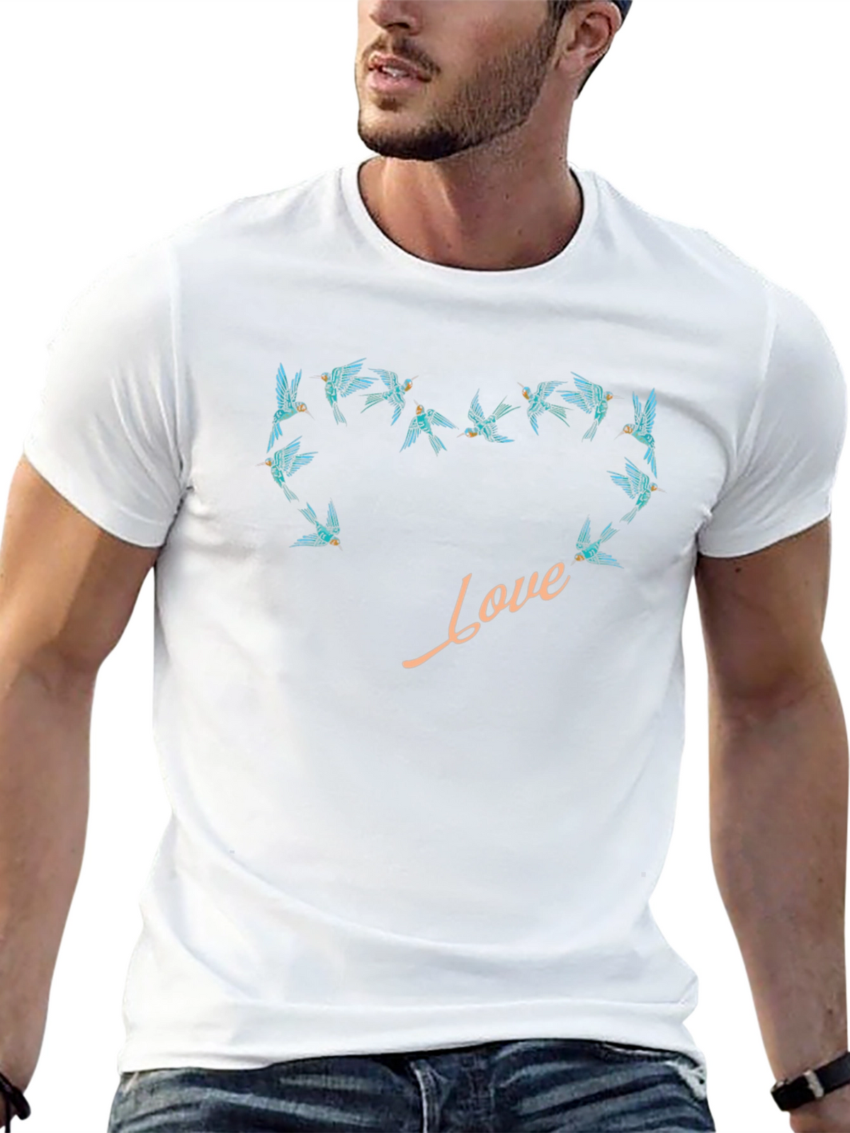Love Bird Heart Tee - Stylish Graphic T-Shirt