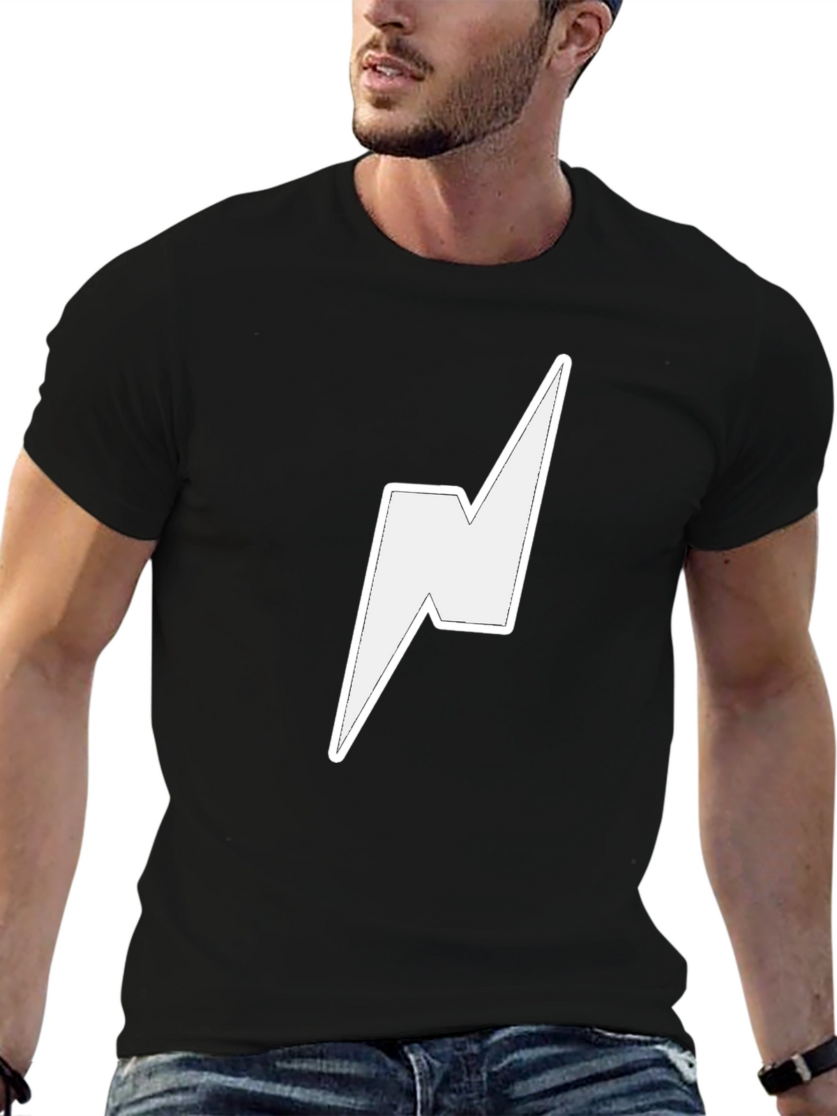 Lightning Bolt Graphic Tee - Stylish Black T-Shirt