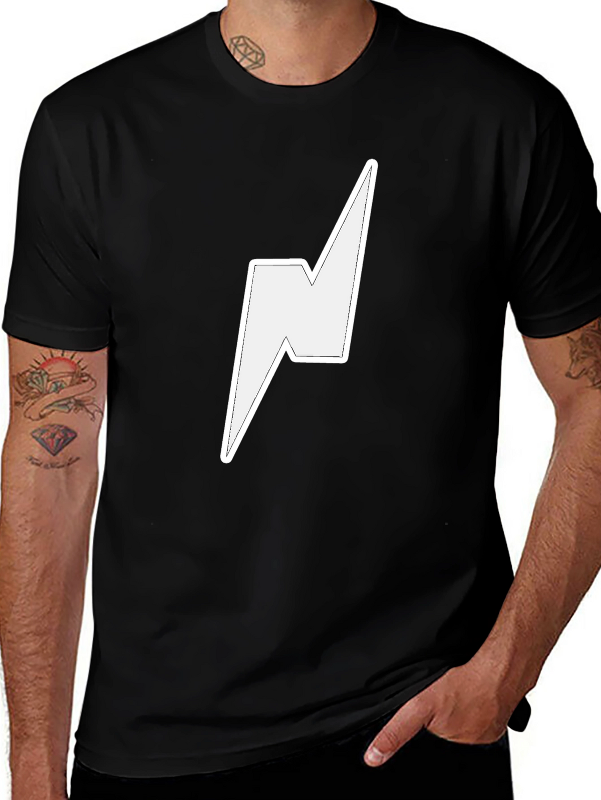 Lightning Bolt Graphic Tee - Stylish Black T-Shirt