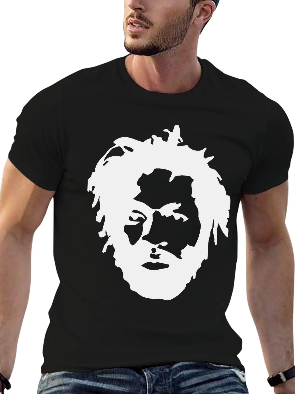 Bold Graphic Tee - White Portrait on Black