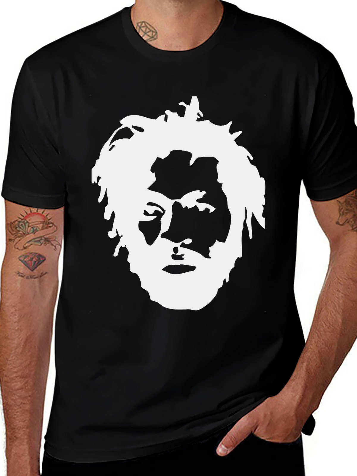 Bold Graphic Tee - White Portrait on Black