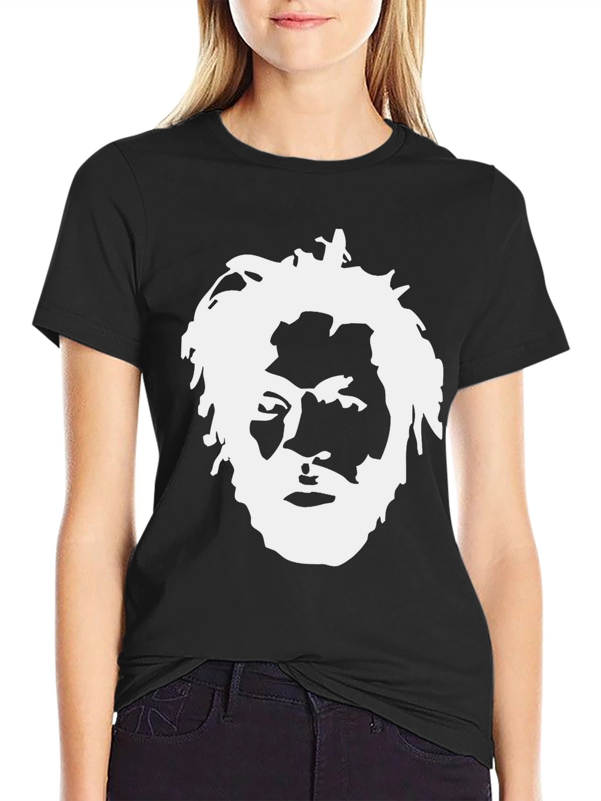 Bold Graphic Tee - White Portrait on Black
