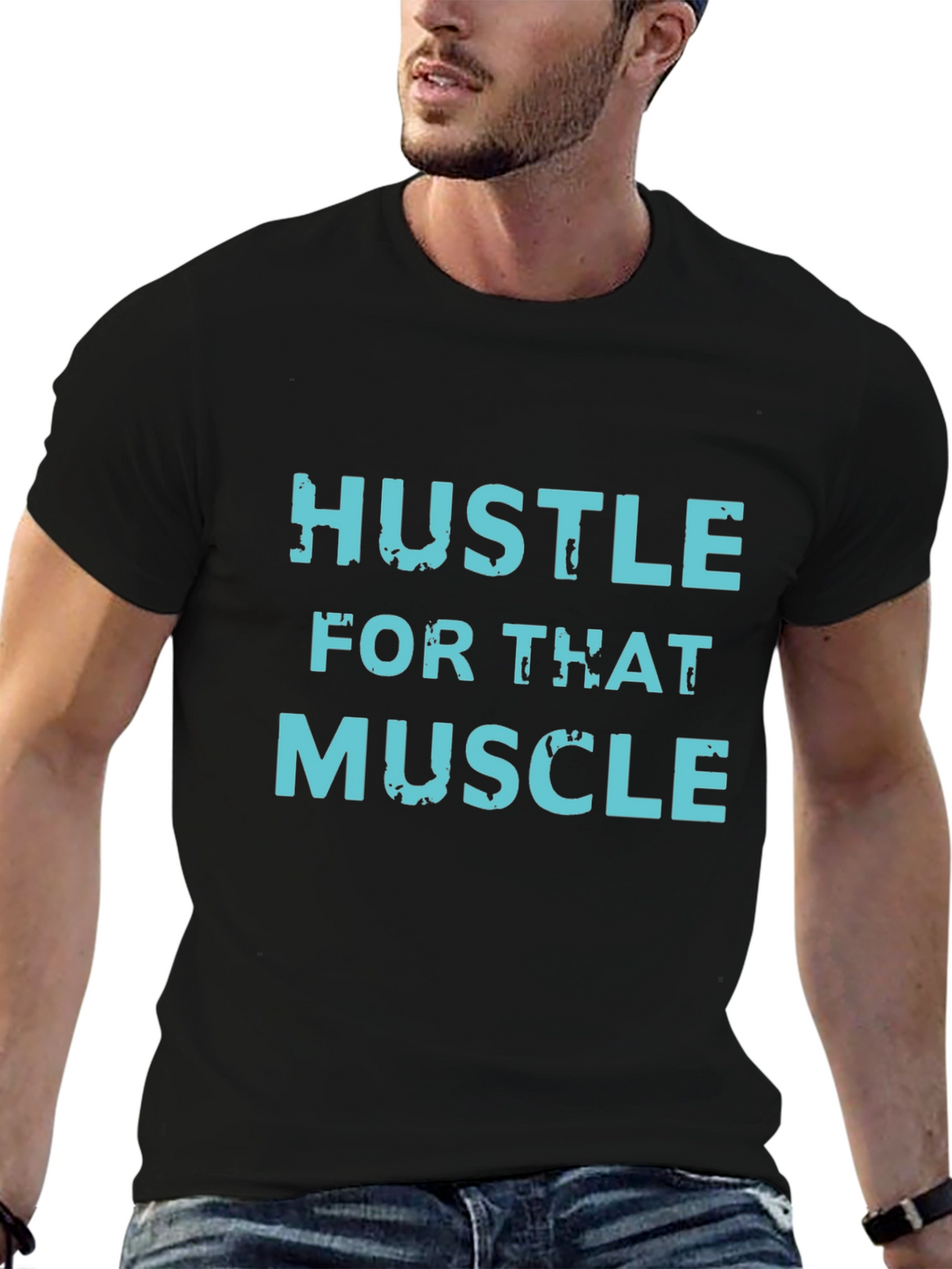 Hustle For That Muscle Black Graphic Tee