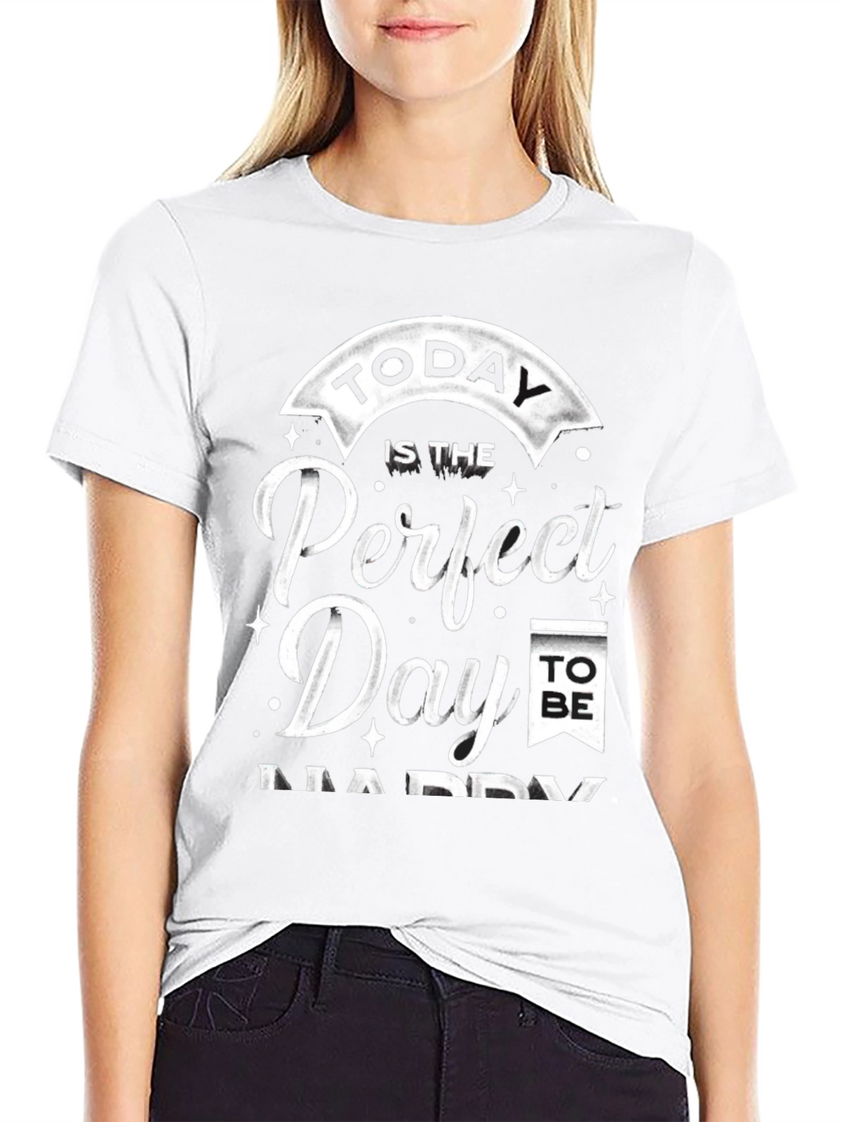 Perfect Day to Be Happy Graphic Tee - Black