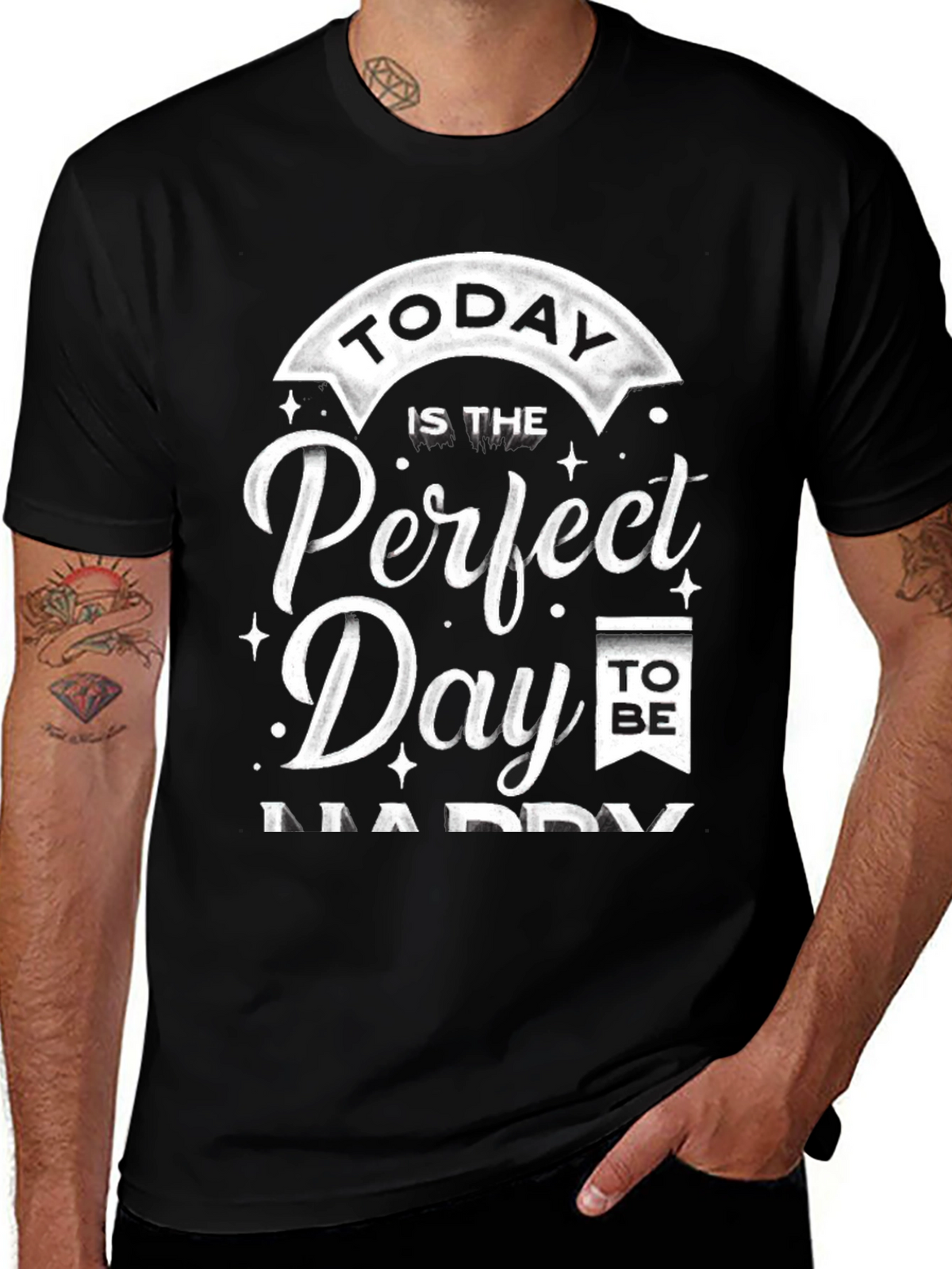 Perfect Day to Be Happy Graphic Tee - Black