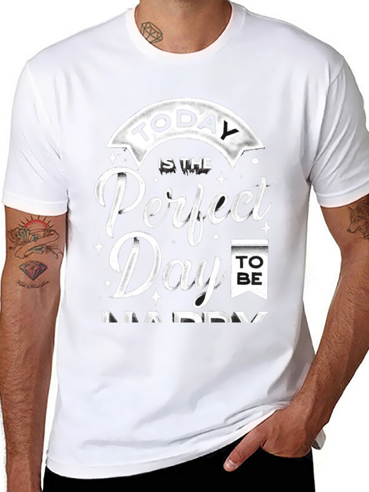 Perfect Day to Be Happy Graphic Tee - Black
