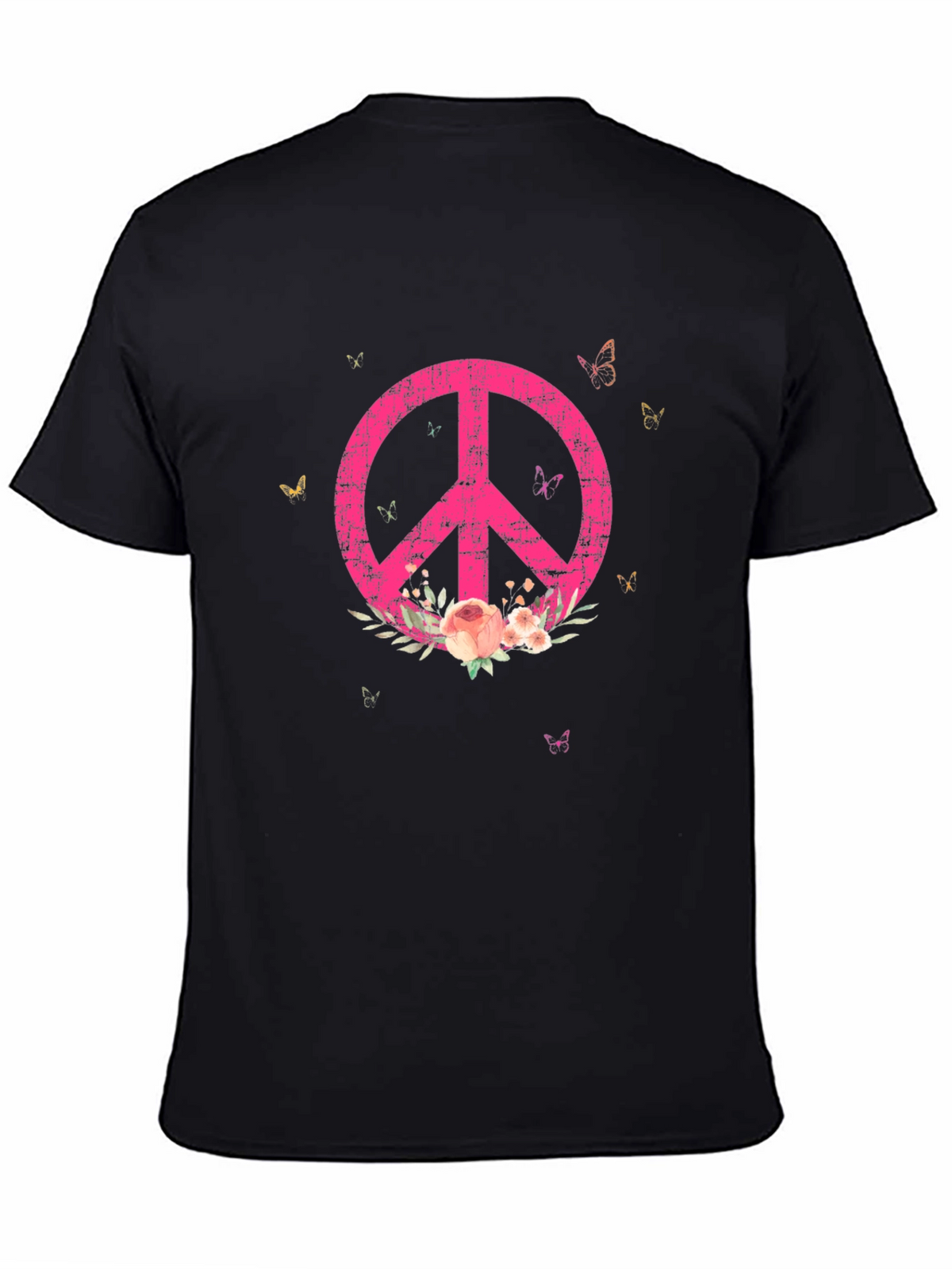 Floral Peace Sign Graphic Tee - Relaxed Fit