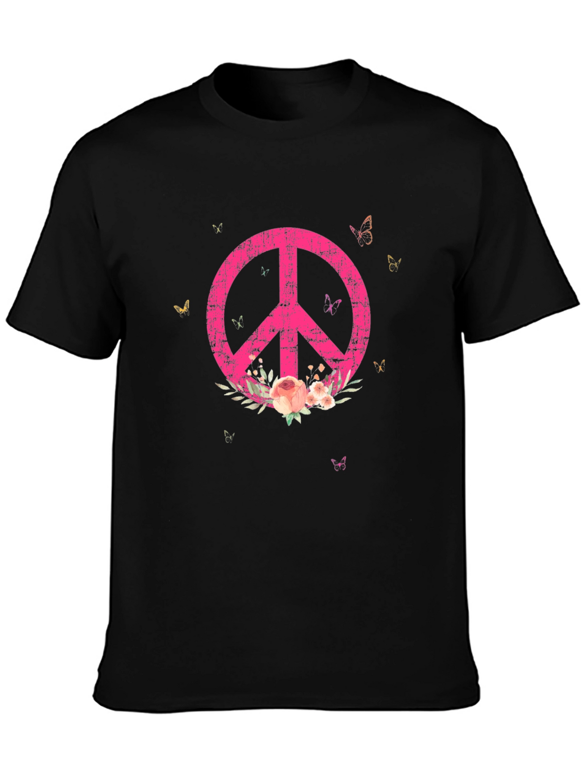 Floral Peace Sign Graphic Tee - Relaxed Fit