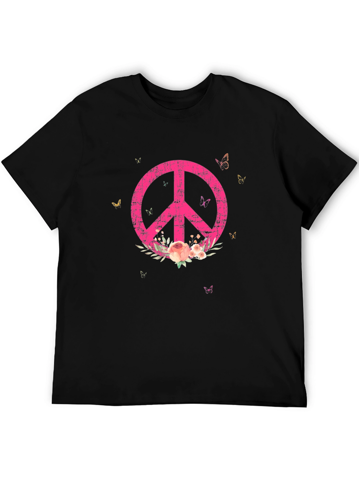 Floral Peace Sign Graphic Tee - Relaxed Fit