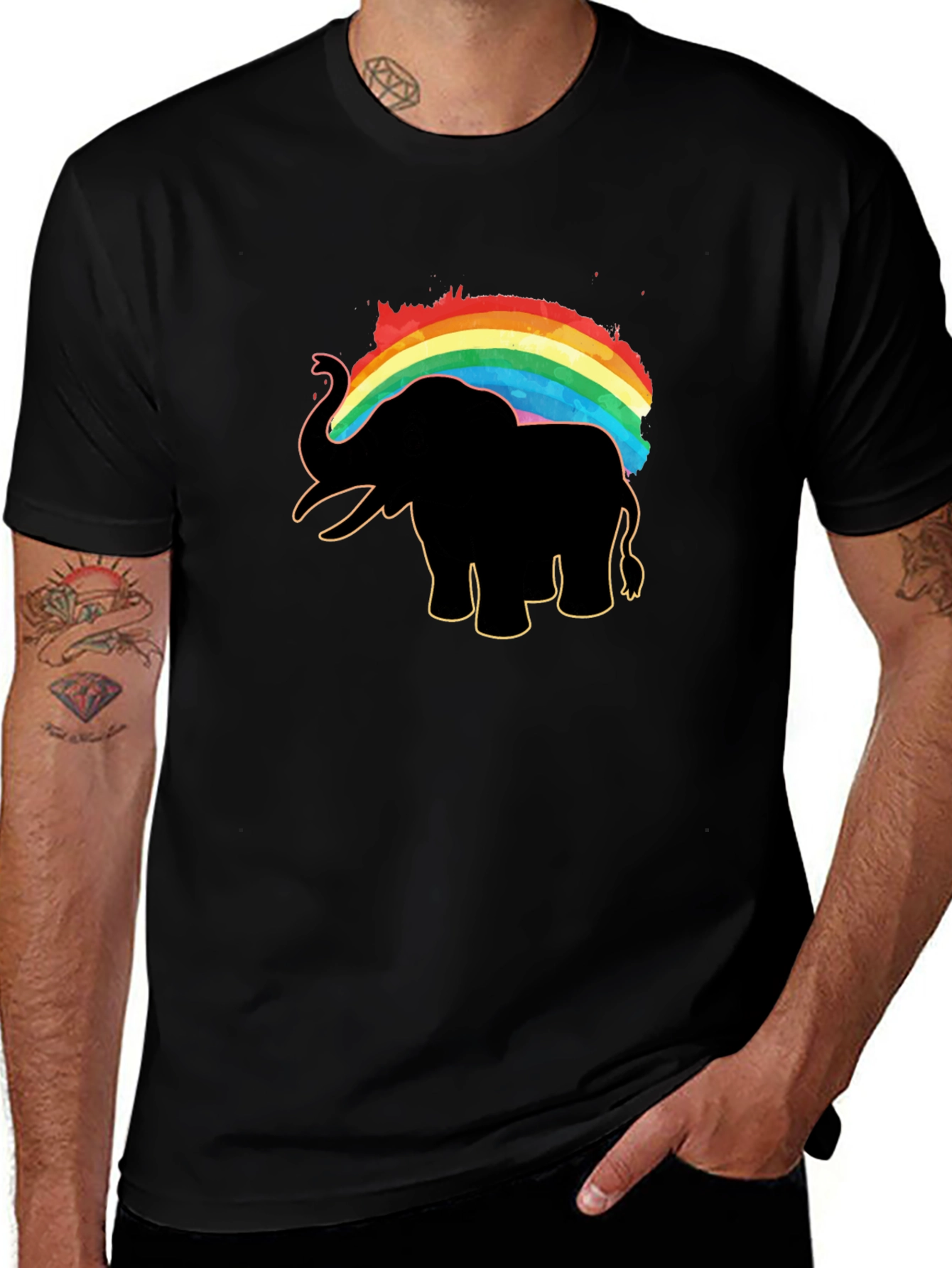 Elephant Rainbow Graphic Print Tee