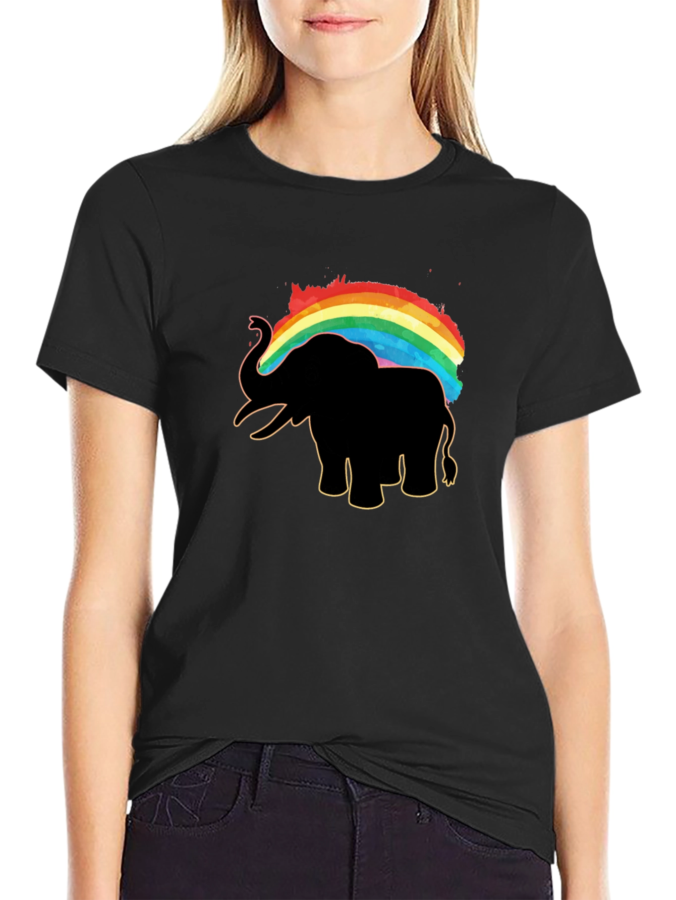 Elephant Rainbow Graphic Print Tee