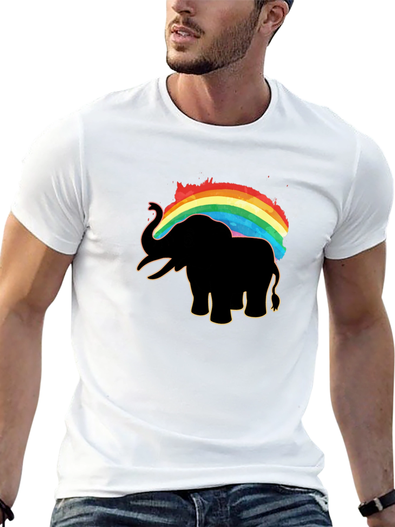 Elephant Rainbow Graphic Print Tee