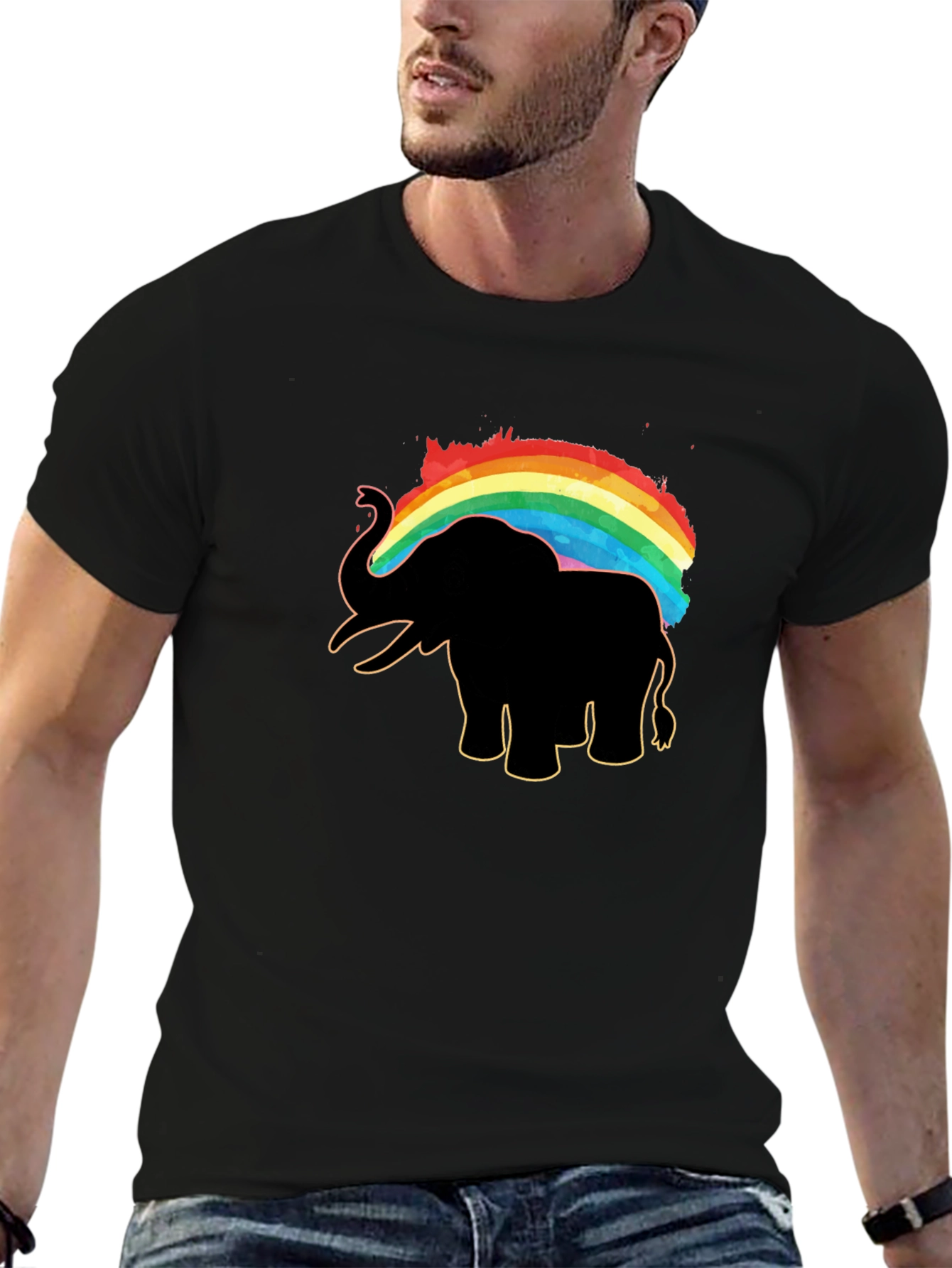Elephant Rainbow Graphic Print Tee