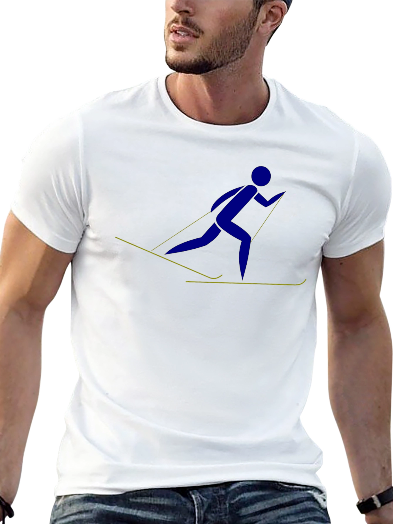 Skiing Stick Figure Graphic Tee