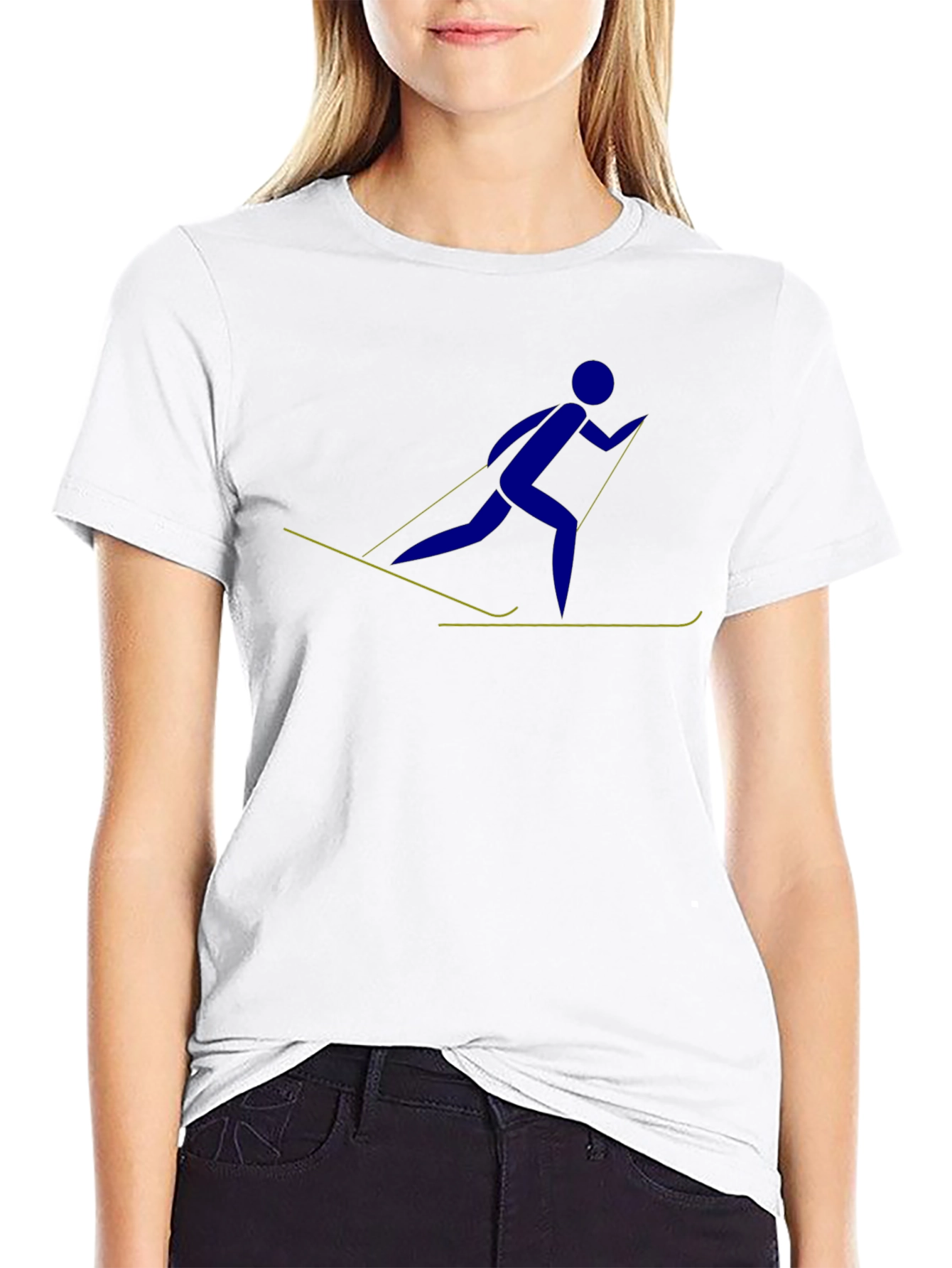 Skiing Stick Figure Graphic Tee