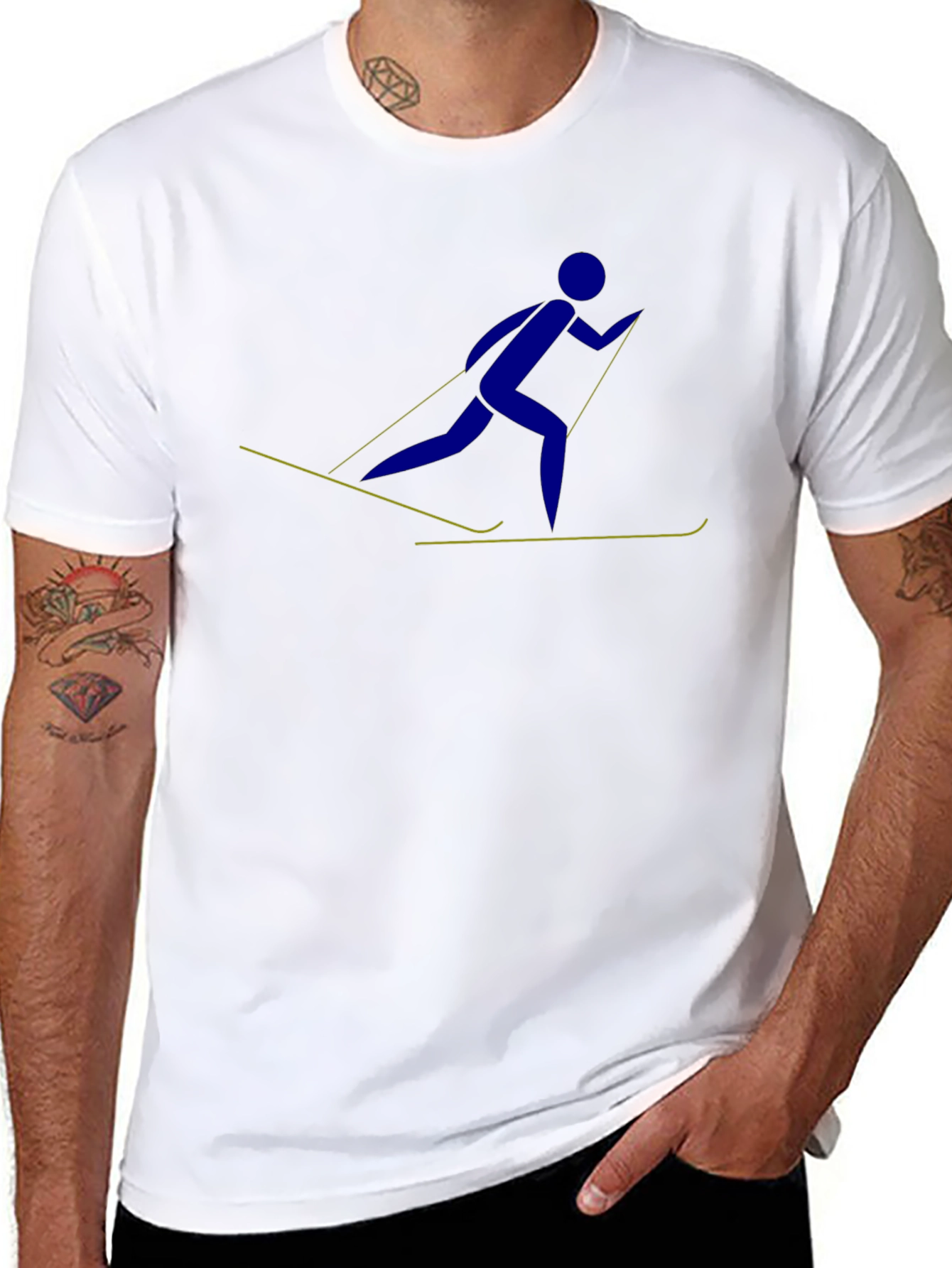 Skiing Stick Figure Graphic Tee