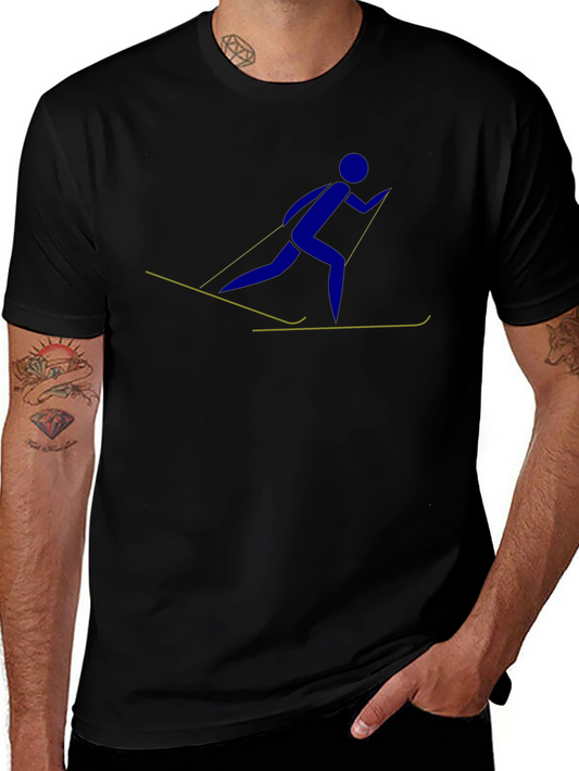 Skiing Stick Figure Graphic Tee